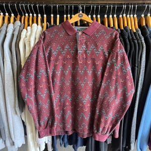 Vintage Chaps Ralph Lauren Geometric Print Rugby Shirt- Sz XL