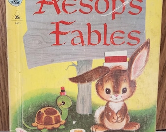 Aisopos fabler, illustrerad av Anne Sellers Leaf, vintage barnbok, 1952