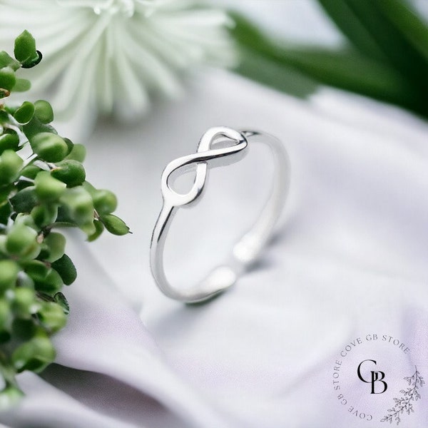 Belle bague infini en argent 925 recyclé pour femme, bague en argent de luxe, bague infinité élégante et simpliste, bague en argent haut de gamme. Cadeau pour elle