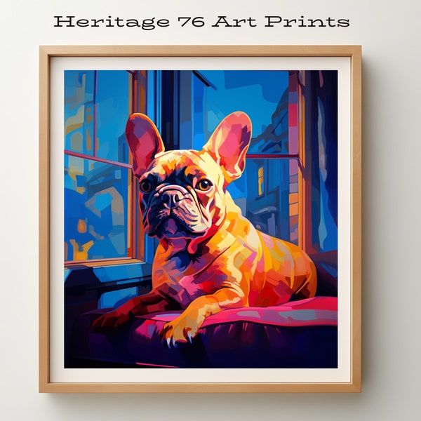 French Bulldog Delight: Vibrant Oil Painting - Frenchie Digital Download - Instant Wall Art!