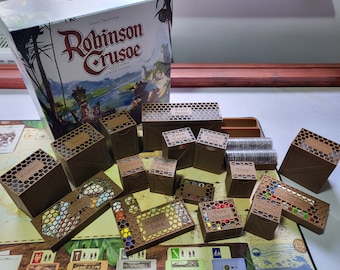 Robinson Crusoe board game collector’s edition all in and sleeved 3d printed insert 2024