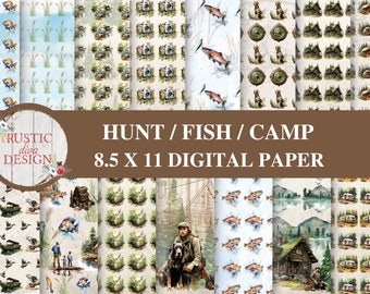 Hunt Fish Camp Mega Digital Paper Bundle, Mega Bundle, Digital Download, Printable Paper
