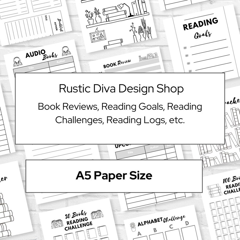 A5 Paper Size Reading Journal Bundle, Digital Download, Printable Paper ...