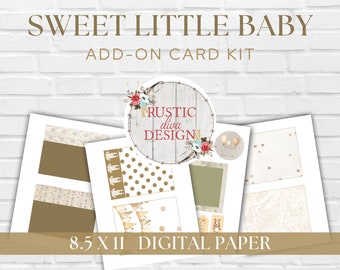 Sweet Little Baby Digital Card Making Kit, Digital Download, Printable Paper