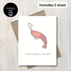 Shrimply The Best - Biglietto stampabile - Biglietto di ringraziamento - Sei il migliore - Biglietto di auguri carino - Download digitale - Biglietto per amico - Gratitudine