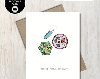 Let's Cell-ebrate - Biology Birthday Card - Printable Birthday Card - Funny Birthday Card - Digital Birthday Card - Biology Pun Card