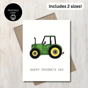 Bonne fête des pères imprimable carte tracteur - jolie carte pour papa père papa grand-père grand-père beau-père - matériel agricole sur le thème pour agriculteur