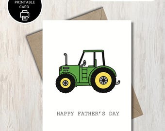 Tarjeta imprimible de tractor para el Día del Padre: para papá, abuelo, padrastro, granjero.