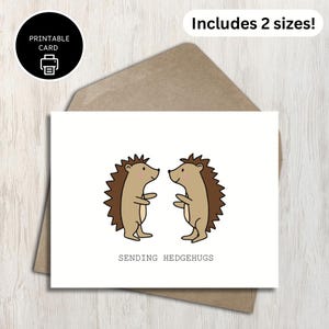 Envoi de câlins - carte de voeux imprimable - carte hérisson - carte de pensée pour vous - envoi de carte de câlins - carte de rétablissement - carte de voeux