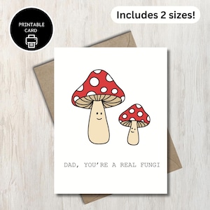 Papa, tu es un vrai champignon - carte imprimable pour la fête des pères - thème champignons champignons - jolie carte pour papa père papa grand-père - carte blague petit papa