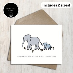 Felicitaciones por tu pequeño - Tarjeta de bebé - Tarjeta de elefante - Felicitaciones - Tarjeta imprimible - Tarjeta para mamá primeriza - Baby Shower