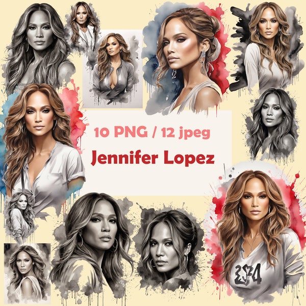 10 PNG / 12 Jpeg Jennifer Lopez digital download, printable / printable poster, Clipart, Digital Prints, set, 2024