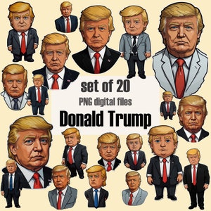 20 PNG Donald Trump, digital, Trump 2024, Aufkleber, Präsidentschaftswahl, Trump 47, Sofort Download, Daddys Haus Trumpf, Clipart, Druck