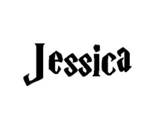 Calcomanía personalizada con fuente de Harry Potter Tu nombre