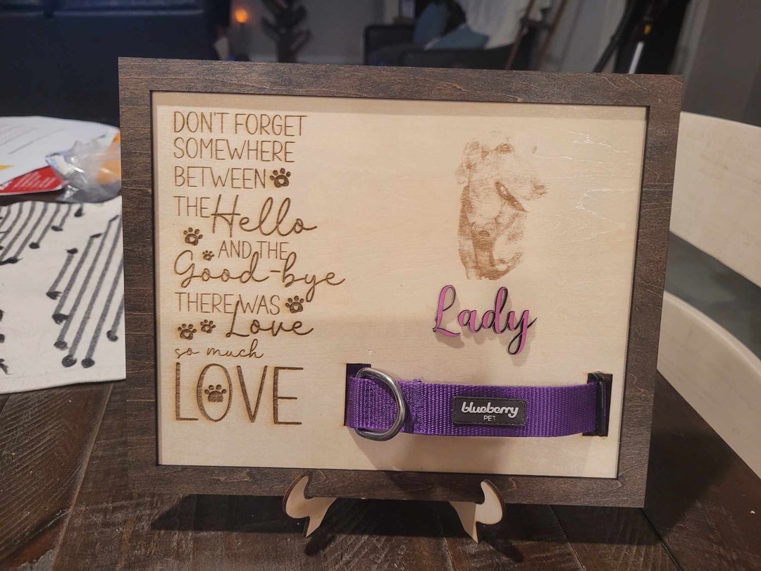 Memorial Pet Collar Sign, Dog Memorial Wood Frame With Collar Holder ...