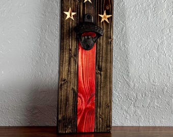 Handmade Thin Red Line Bottle Opener