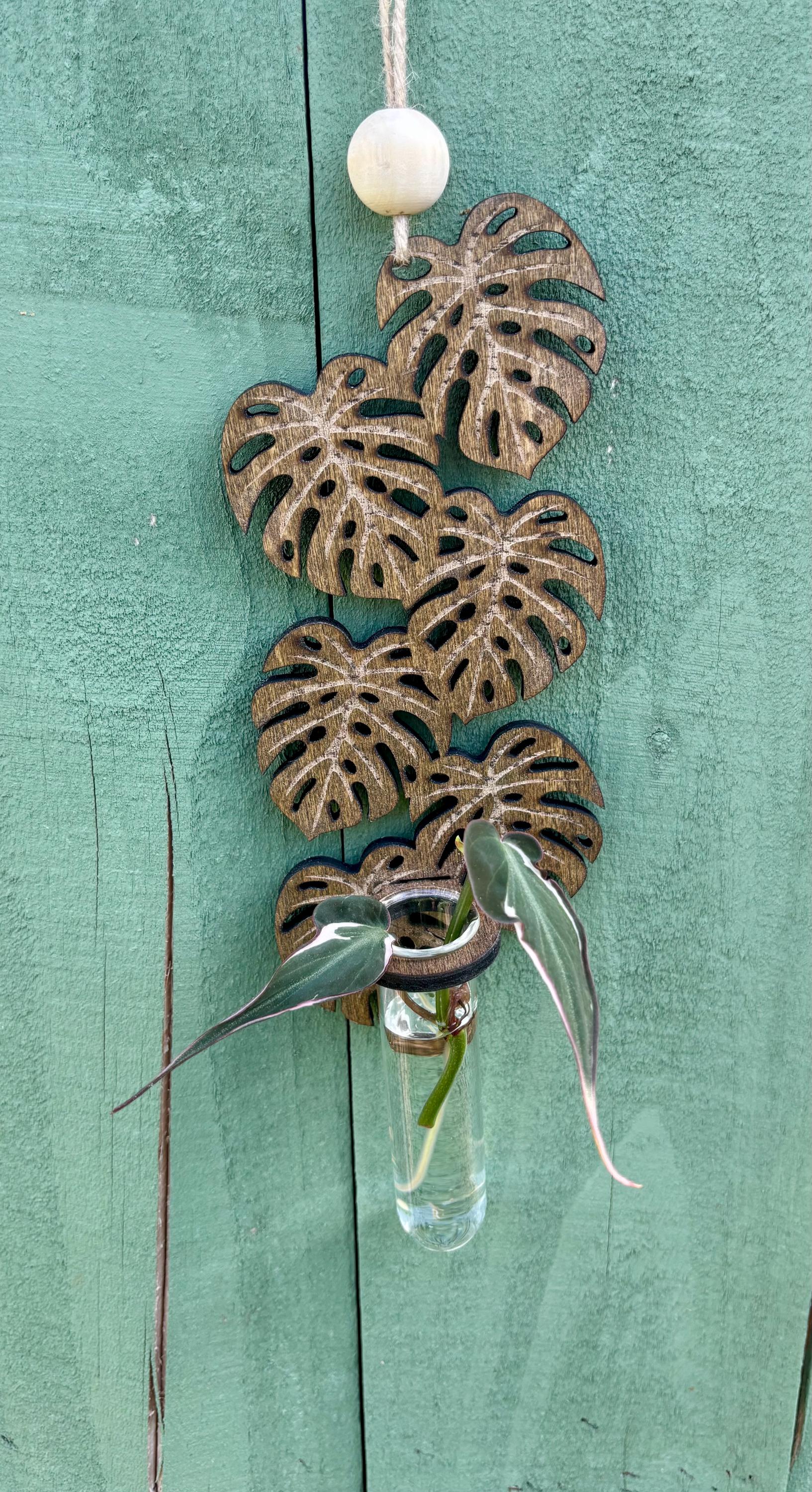 Hanging Propagation Station, Monstera Leaf, wall vase, holder, Plant Decor, Plant lover gift