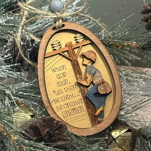 Lineman Appreciation Christmas Ornament, Blue Collar, Ibew Christmas,