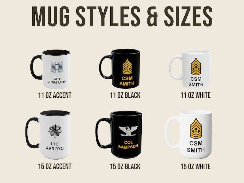 Personalized Army Mug: Custom Rank & Text, Military Gift - Etsy