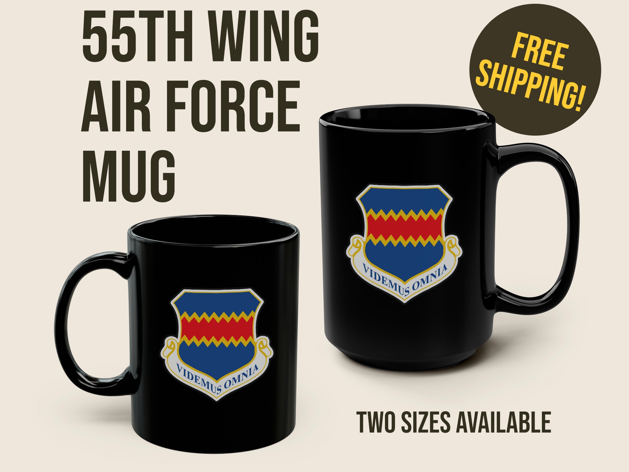 55th Wing, Fighting Fifty-fifth Wing, Air Force Coffee Cup for Veteran ...