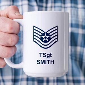 Personalized Air Force Mug: Custom Rank & Text, USAF Gift - Etsy