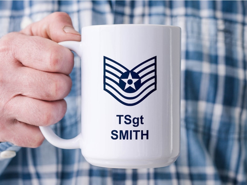 Personalized Air Force Mug: Custom Rank & Text, USAF Gift - Etsy