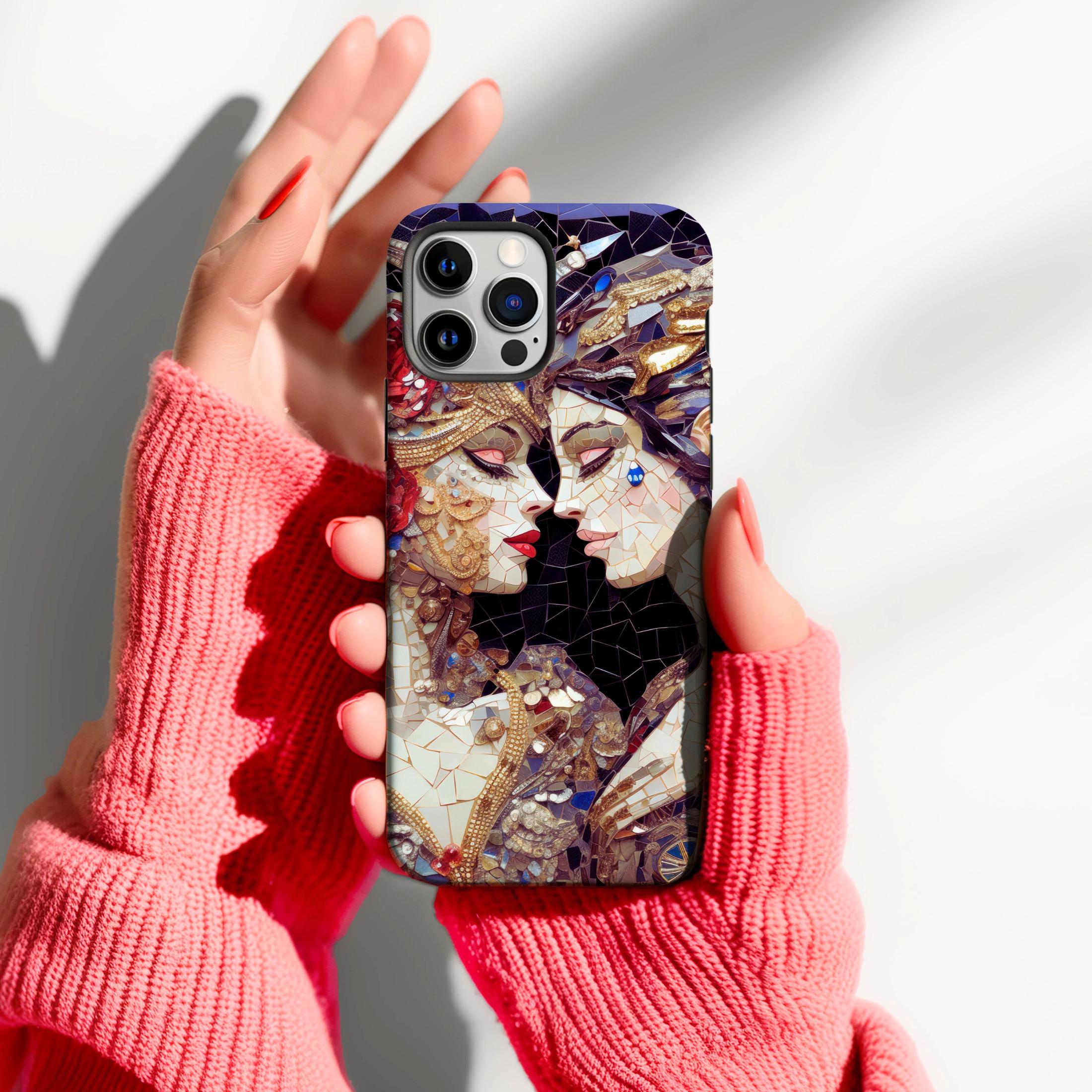 Sapphic Mosaic iPhone Case, Artistic Lesbian Phone Case, LGBTQ