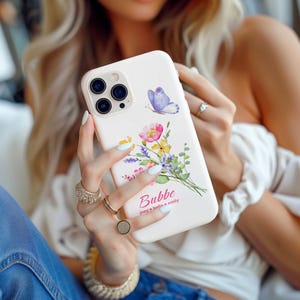 Personalized Grandmother Bubbe Floral iPhone Case, Custom Phone Case with Grandkids' Names, Grandma Bubbe Gift (iPhone and Galaxy models)