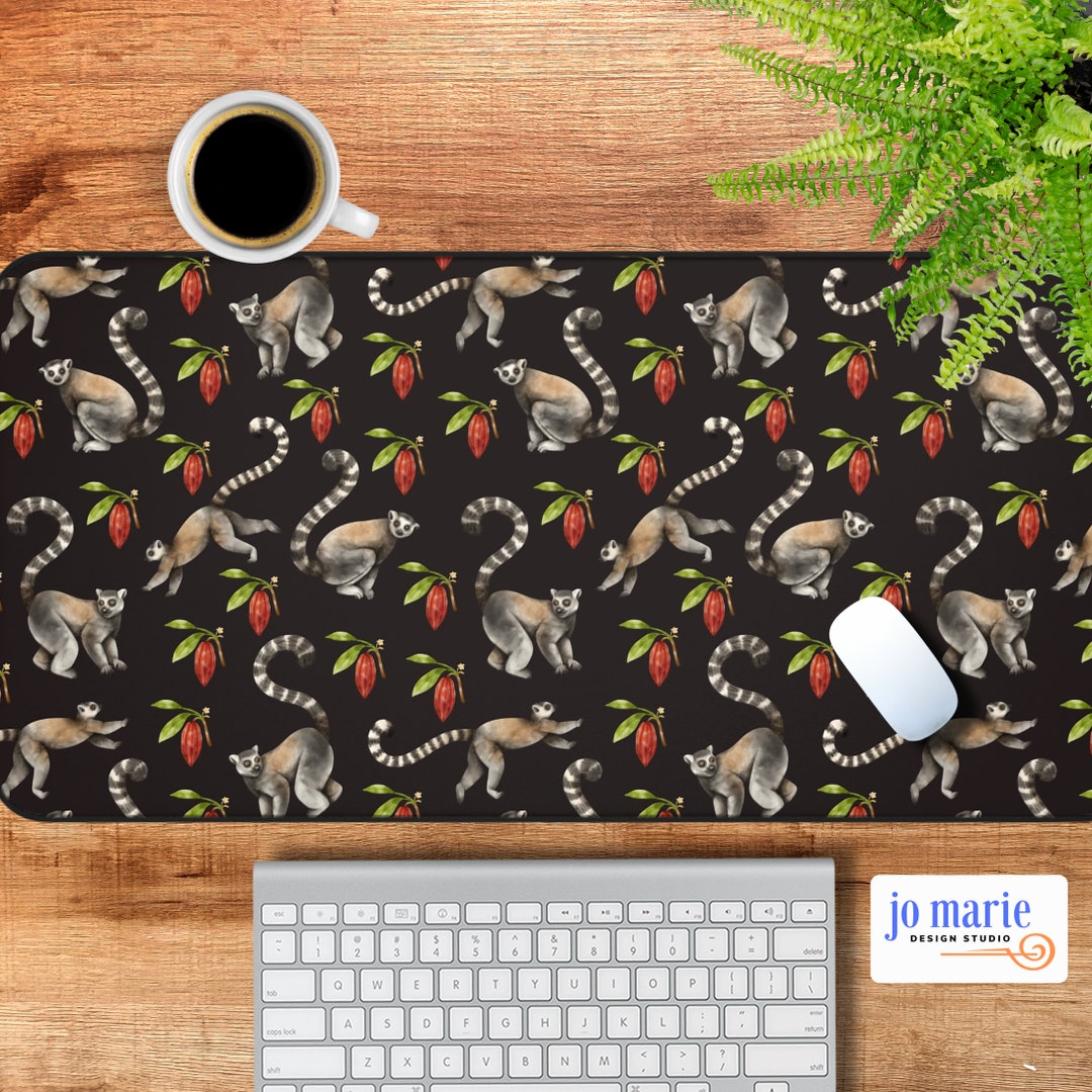 Cute Wildlife Lemurs Gaming Desk Mat, Large Anti-slip Mousepad, Lemur ...