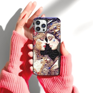 Funda para iPhone con mosaico sáfico, funda artística para teléfono lésbico, orgullo LGBTQ, WLW (disponible para los últimos modelos de iPhone y teléfonos Galaxy).