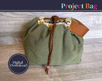 Patrón de costura para bolsa de proyectos (PDF): Organizador de punto y crochet (Descarga digital)