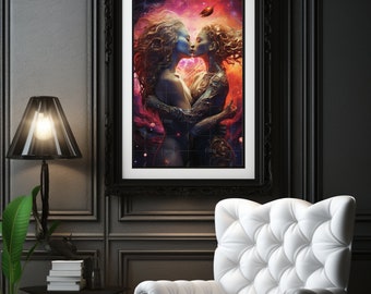 LoveArt Digital Framework, Valentine's Day Gift for Partner, Made in Italy, Unique Home Decor