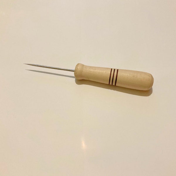 Awl for leatherworking , leather craft tool , awl for stitching with wooden handle , craft supplies , saddlery awl round.