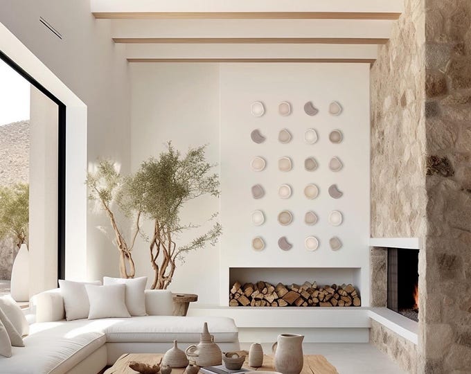 3D Wall Sculpture - Set of 24 Pieces, Beige Wall Hangings, Handmade Original Design, Unique Art Piece, Wabi Sabi Wall Decor.