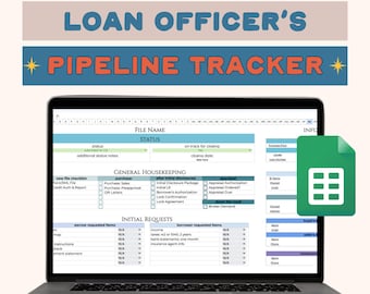 Google Sheets Mortgage Pipeline Tracker Template - Custom Loan Officer Spreadsheet, Real Estate Financial Planning Tool, Instant Download