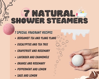 Natural Shower Steamers, Natural Steamers, Homemade, Choose scent, Aromatherapy, Spa, Shower Bomb, Shower Steamer, Recipe, Gift, Printable