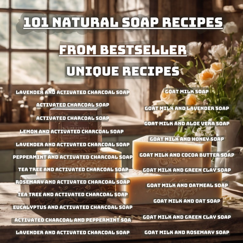 Peut inclure: Une collection de 101 recettes de savon naturel d'un best-seller, proposant des combinaisons uniques comme la lavande et le charbon de bois activ&eacute;, le lait de ch&egrave;vre et le miel, et le th&eacute;ier et le charbon de bois activ&eacute;.