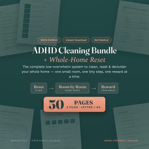Kit di pulizia per ADHD, pianificatore per il riordino della casa, lista di controllo della stanza, programma di riordino stampabile