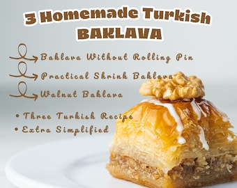 Recette de baklava turc, recette de baklava turc pour débutants maison, recette, recette de baklava, recette de baklava turc, imprimable, livre électronique, 2024