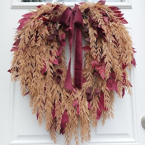 Cascading Cedar Wreath For Front Door, Elegant Fall Wreath, Fall Porch Decor, Luxury Home Decor.