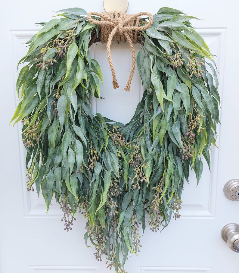 Large Eucalyptus Wreath For Front Door, Year Round Green Wreath, Luxury Home Decor, Modern Farmhouse, Mother's Day Gift image 1