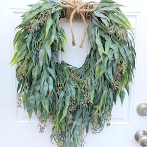 Large Eucalyptus Wreath For Front Door, Year Round Green Wreath, Luxury Home Decor, Modern Farmhouse, Mother's Day Gift image 9