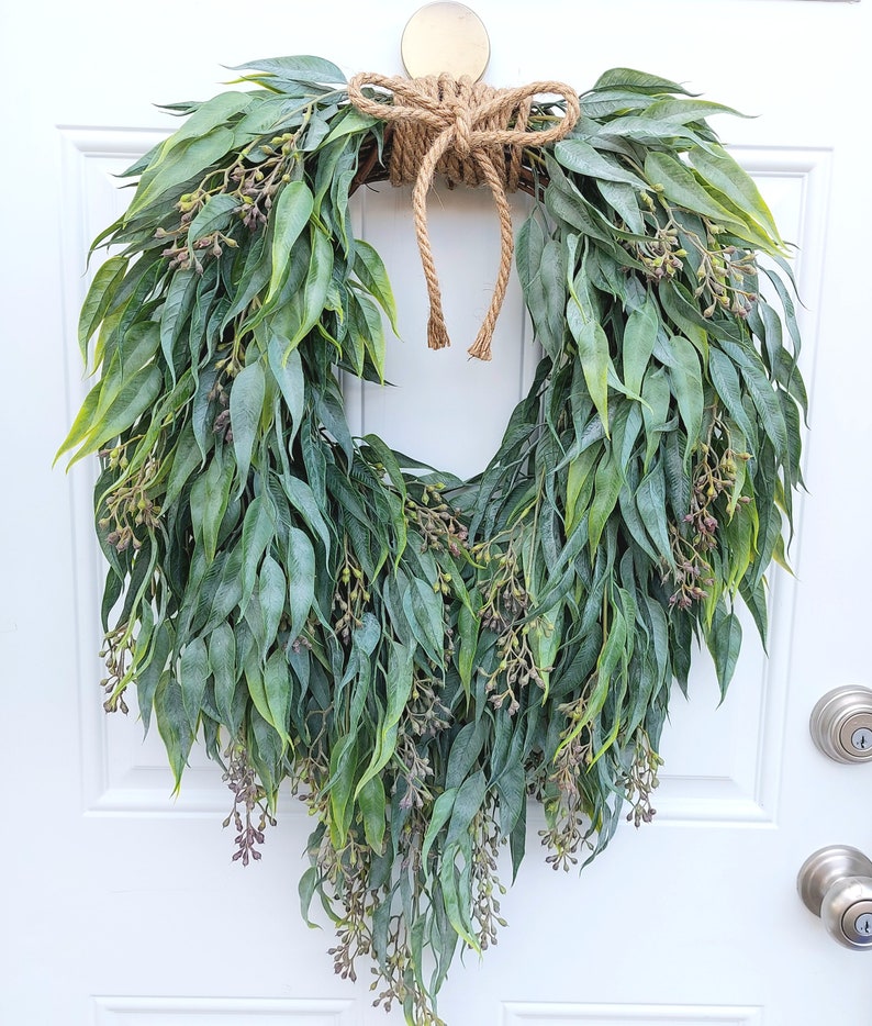 Large Eucalyptus Wreath For Front Door, Year Round Green Wreath, Luxury Home Decor, Modern Farmhouse, Mother's Day Gift image 9