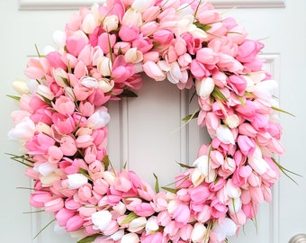 Tulip Wreath, Spring Wreath, Year Round Door Wreath, Tulip Decor for Home, Mother's Day Gift