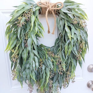 Large Eucalyptus Wreath For Front Door, Year Round Green Wreath, Luxury Home Decor, Modern Farmhouse, Mother's Day Gift image 8