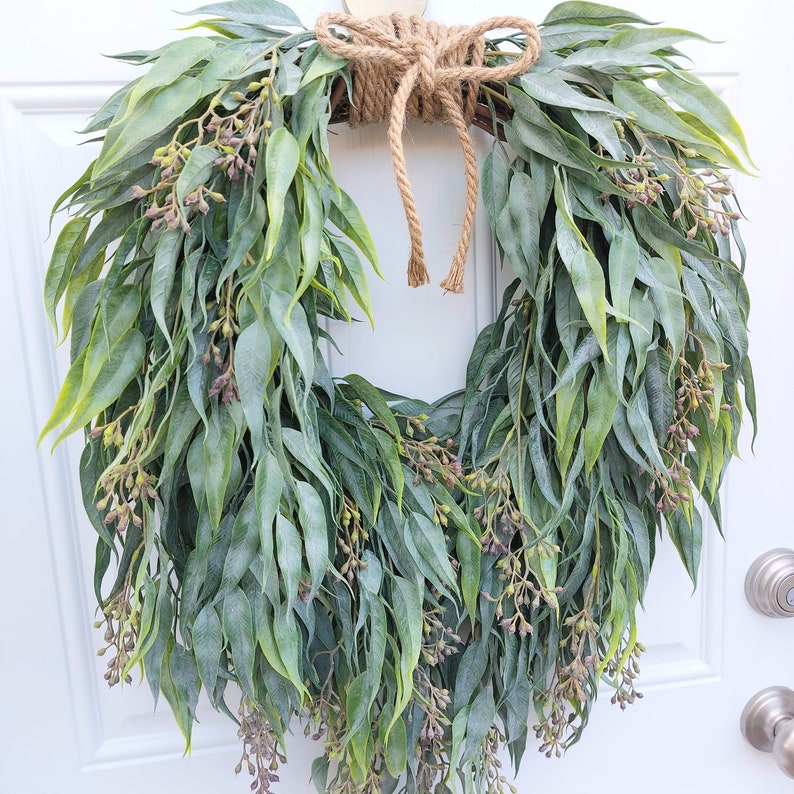 Large Eucalyptus Wreath For Front Door, Year Round Green Wreath, Luxury Home Decor, Modern Farmhouse, Mother's Day Gift image 8