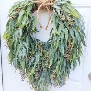 Large Eucalyptus Wreath For Front Door, Year Round Green Wreath, Luxury Home Decor, Modern Farmhouse, Mother's Day Gift image 7