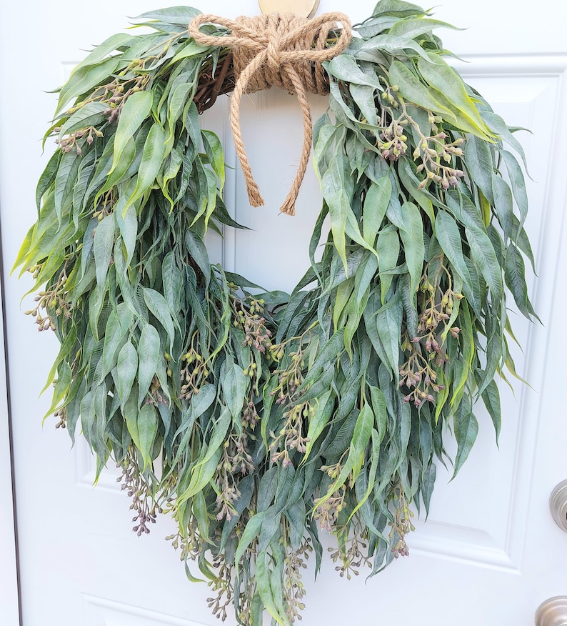 Large Eucalyptus Wreath For Front Door, Year Round Green Wreath, Luxury Home Decor, Modern Farmhouse, Mother's Day Gift image 7