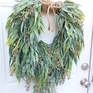 Large Eucalyptus Wreath For Front Door, Year Round Green Wreath, Luxury Home Decor, Modern Farmhouse, Mother's Day Gift image 6