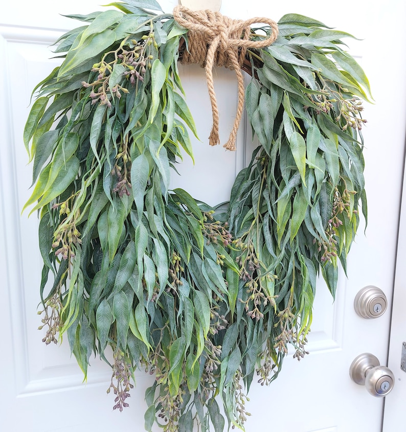 Large Eucalyptus Wreath For Front Door, Year Round Green Wreath, Luxury Home Decor, Modern Farmhouse, Mother's Day Gift image 6